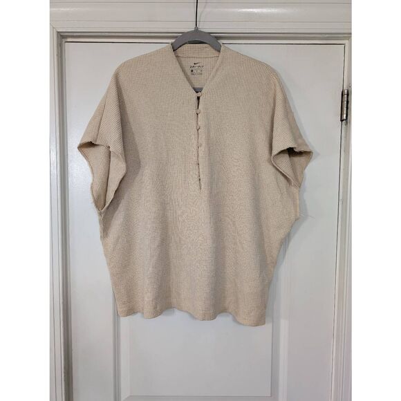 Nike Yoga Statement Clean Cover Up‎ Long Sleeve Shirt Beige XXL CV9905-141 *flaw - Picture 1 of 8